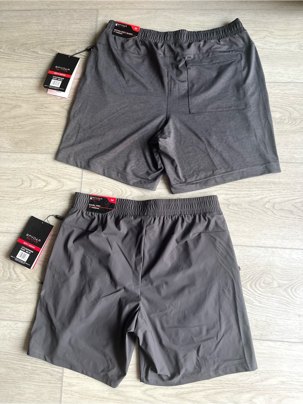 TWO Spyder Men's Active Shorts (Sz M) | 7" Inseam | Charcoal Grey/Dark Gray- NWT - Picture 2 of 4